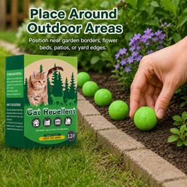 12-Pack Scent-Based Cat Deterrent Balls for Yard & Garden – Place-Around Outdoor Cat Deterrent
