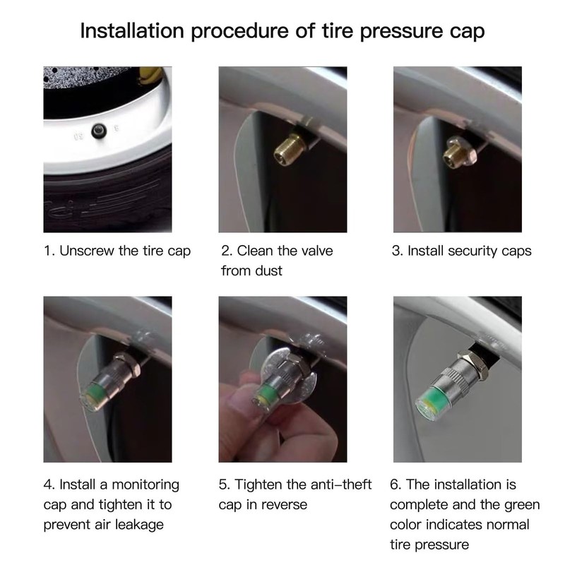 JRSHOME 8X New Update Tire Pressure Monitor Valve Stem Cap