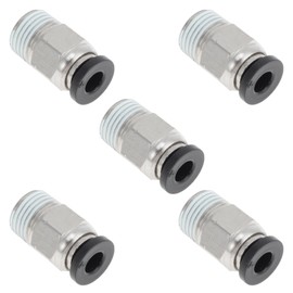 TUCKBOLD Push to Connect Air Fittings 5/32" Male Thread Air Line Quick Connector Plastic Nickel-Plated Copper 1/8" NPT 5 Pcs Black Silver Tone