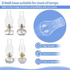 Hurricane Lamp & Oil Lamp Chimney Replacement Shade – Round Base Clear Glass, 3-Inch Diameter, Fits Most Kerosene Globes (1 Pack) ﻿