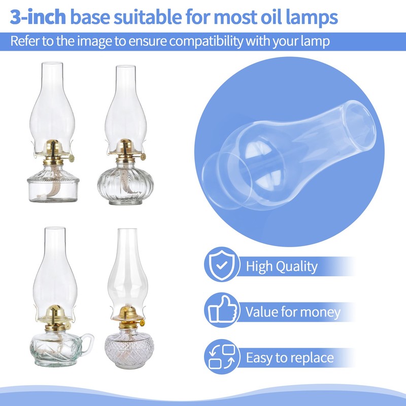 Hurricane Lamp & Oil Lamp Chimney Replacement Shade – Round