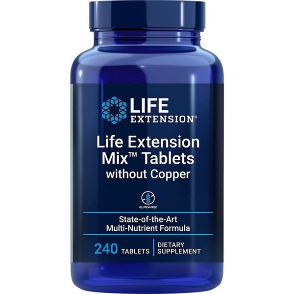 Life Extension, Multivitamin Mix without Copper, 240 Tablets, Laboratory Tested, Gluten Free, Soy Free, GMO Free