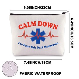 JNIAP EMT Cosmetic Makeup Bag Paramedic Gifts Calm Down I've Done This On A Mannequin Emergency Medical Technician Gifts (On A Mannequin)