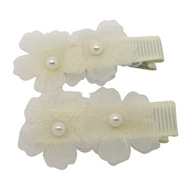 Topkids Accessories colourful 2pc Flower and Pearl clips 4.5cm Girls Hair clips Accessories Hair Clips Girls Hair Clip for Girls & Women Hair Accessories for Girls cute Hair Clip for Girls (White)
