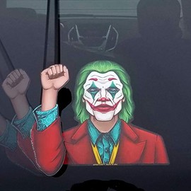 Dancing Joker Clown WiperTags with Decal attaches to Rear Vehicle Wiper