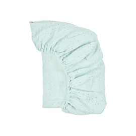 KraftKids Fitted Sheet Muslin Golden Dots on Green 100% Cotton Size 140 x 70 cm Handmade Mattress Cover Made in the EU
