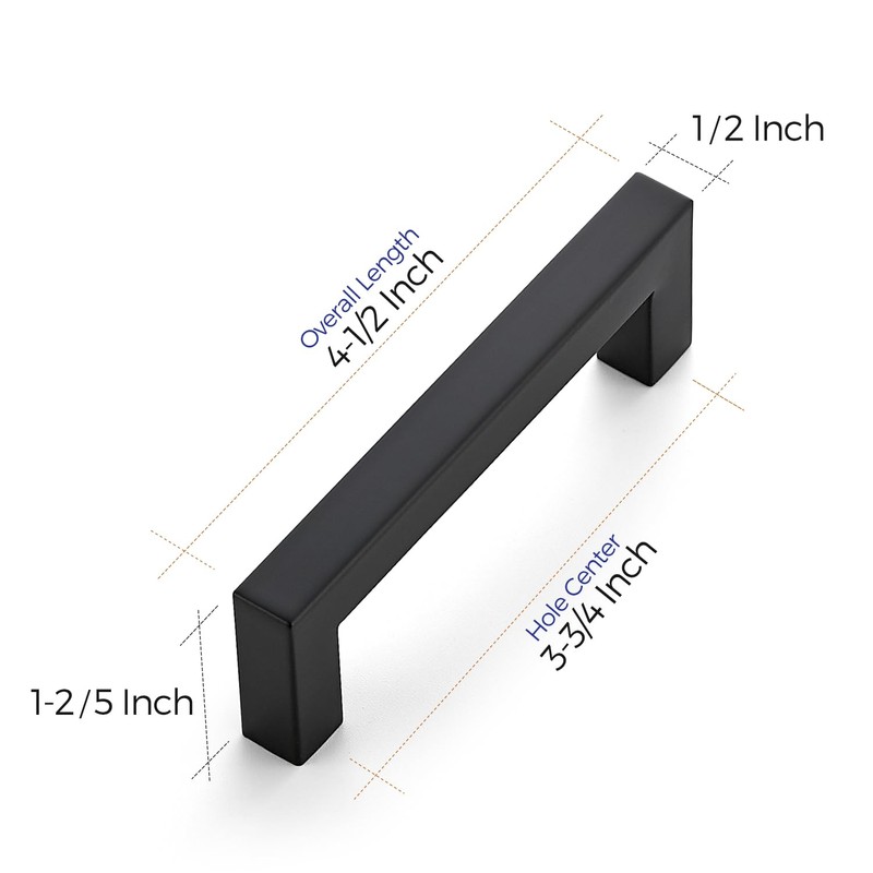 Ravinte 15 Pack 3-3/4 Inch Square Cabinet Handles Matte Black