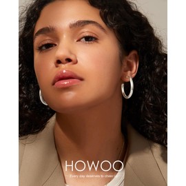 Howoo Big Silver Hoop Earrings for Women Large Chunky Thick Lightweight Statement Fashion Trendy Jewelry Earrings