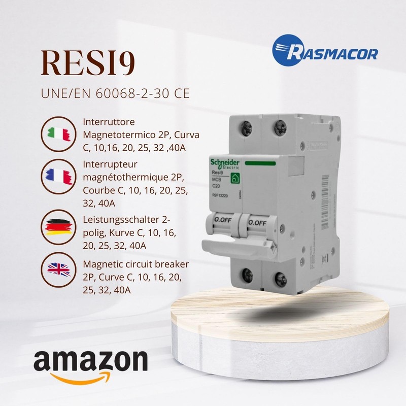 RASMACOR Circuit Breaker Switch 2P 20A RESI9 Rasmacor R9F12220 Curve
