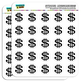Dollar Sign White and Black 1" Planner Calendar Scrapbooking Crafting Stickers - Opaque