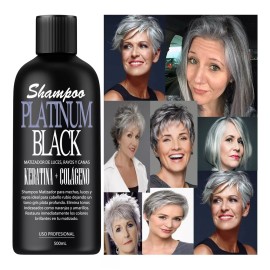 VIVONATURAL Shampoo Matizador Platinum Black Cabello Cano Gris Plata