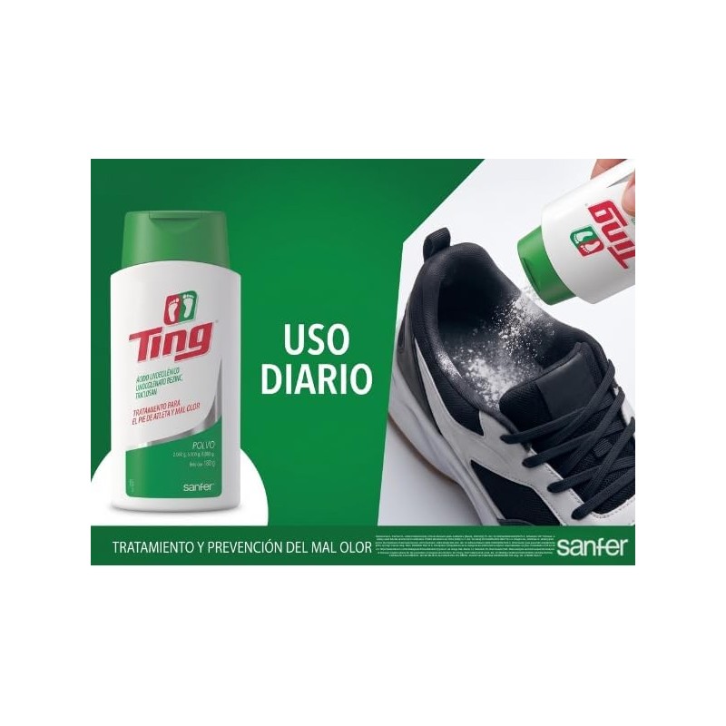 Ting Polvo Talco Antimicótico para Pies Control de Humedad, 85