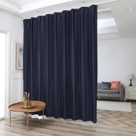 Phating Room Divider Curtains, Blackout Ceiling Track Curtains with Hook, Extra Wide Theater Curtain for Living Room (1Panel, Navy, W8.3ft x H7ft)