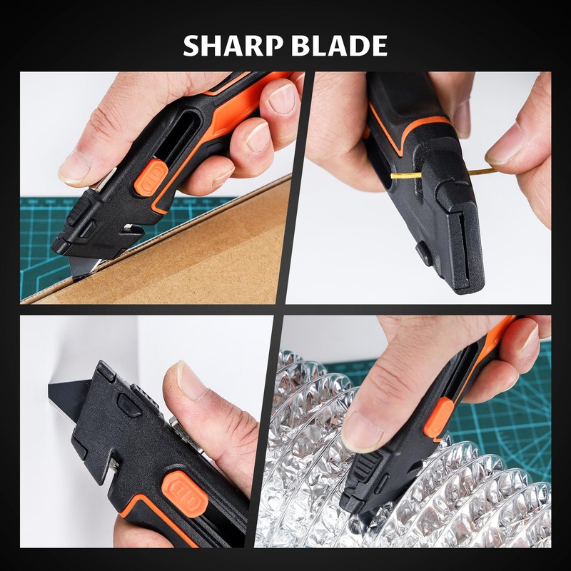 Lichamp Utility Knife 4 Pack, Quick-Change Razor Box Cutter 2-in-1