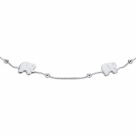 Zoo Animal Happy Slim 5 Station Multi Charm Linked Elephant Anklet Foot Anklet Bracelet for Women .925 Sterling Silver 9 or 10 Inches, Sterling Silver, No gemstone