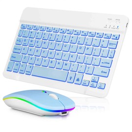 UX030 Lightweight Keyboard and Mouse with Background RGB Light, Multi Device Slim Rechargeable Keyboard Bluetooth 5.1 and 2.4GHz Stable Connection Keyboard Compatible with Lenovo Tab P11 Pro Gen 2