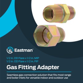 Eastman Gas Fitting Adapter, 1/2 in MIP x 1/2 in OD Flare (Tapped 3/8 in FIP), Zinc-Plated Steel, 65726B