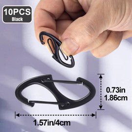 Hzopcw 10pcs Anti Theft Zipper Clips, Dual Opening S Small Keychain Clips, Zinc Alloy Zipper Lock for Backpacks Suitcases Tents Camping Hiking Traveling- Black