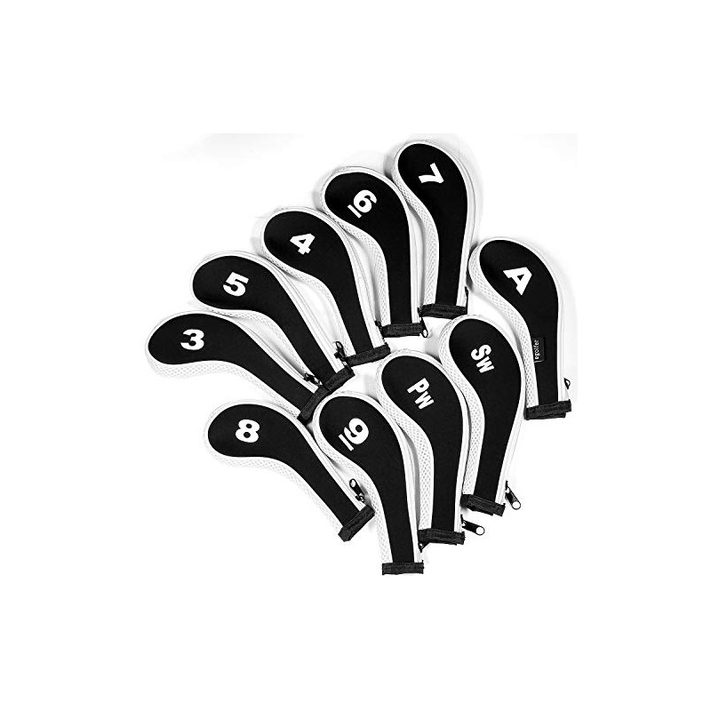 10pcs/Set Neoprene Zippered Long Neck Number Print Golf Iron Covers