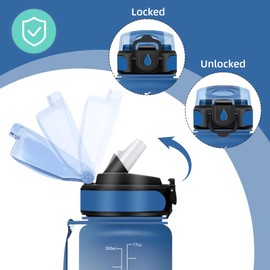 Vikaster Sports Water Bottle, Water Bottle with Straw 0.5 L, Leak-Proof, BPA-Free, Sports Bottle for Camping, Yoga, Gym, School, Outdoors