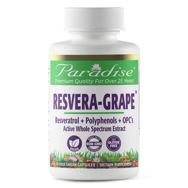 Paradise Herbs - Resveragrape - Resveratrol + Polyphenols + Opc's | Naturally Occurring OPC's + Polyphenols | Supports Healthy Inflammation Response + Joint Mobility & Cardio-Health | 60 Capsules