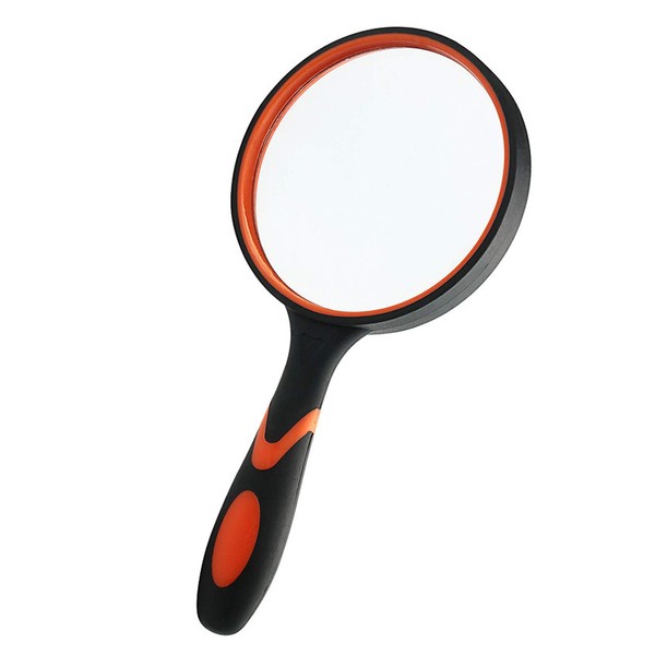Magnifying Glass 10X, 75 mm, Hand Reading Magnifier with Non-Slip Soft Rubber Handle, for Books, Newspapers, Maps, Coins, Jewellery, Hobbies for Seniors and Children
