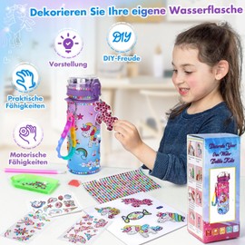 Mädchen Geschenke 5 6 7 8 9 Jahre: Trinkflasche Basteln Mädchen 6-10 Jahre Einhorn Mädchen Spielzeug 4-6-8 Jahre Wasserflasche Bastelset Diamond Kinder ab 6 8 12 Jahre Geburtstag Geschenkideen