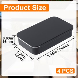 OIIKI 4 PCS Dental Floss Portable Case, Metal Sliding Dental Floss Dispenser, Mini Rectangular Refillable Glide Containers, Travel Floss Box for Travel, Home Cleaning - Black