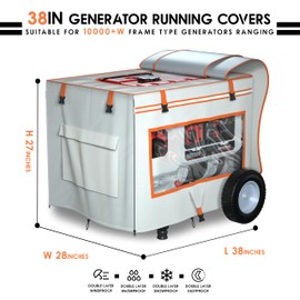 Generator cover,(38"L x 28"W x 27"H) Generator Covers While Running,All Season Protection for Generator,Heavy Duty Waterproof Generator Covers for Outside,beige
