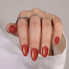 Short Press on Nails Almond Fake Nails Solid Color Nails Press Ons | Acrylic Nails Kit Soft Gel Press On Nails Short with Nail Glue | 16 Sizes - 32 Pcs Nail Kit (Classic Red Glitter, 32 Pcs)