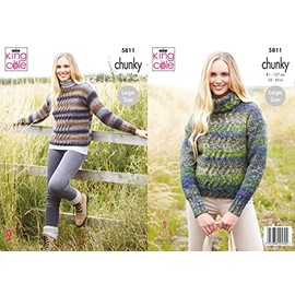 King Cole 5811 Knitting Pattern Womens Round and Cowl Neck Sweaters in Autumn Chunky