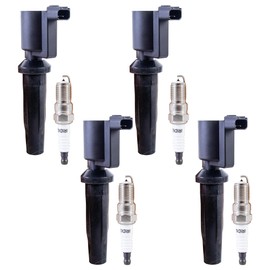 KUIPERAUTO Set of 4 Ignition Coil Pack and Spark Plugs Compatible for 2010-2016 ford fusion Escape Transit Connect Coil Packs FD505 DG507 Replace 4M5G12A366BC