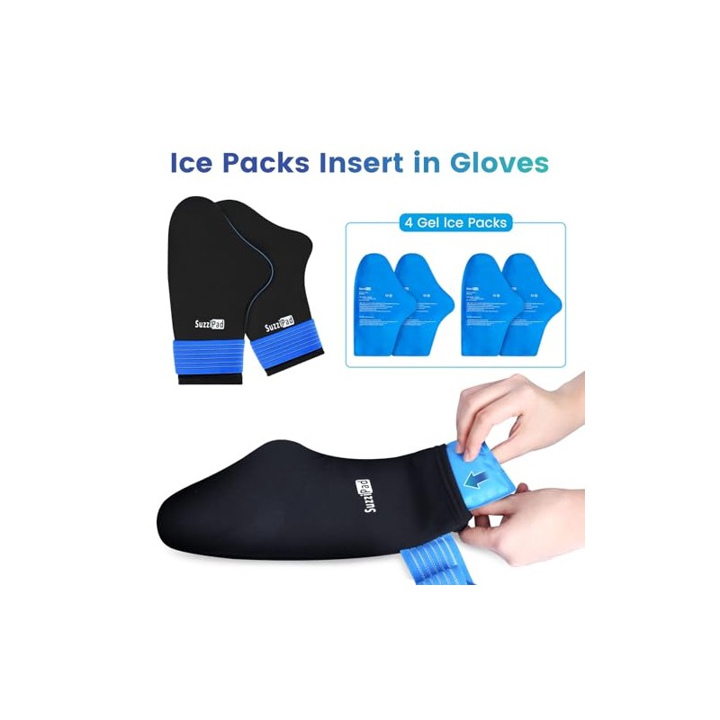 SuzziPad Replacement Ice Gel Packs for Cold Therapy Gloves and