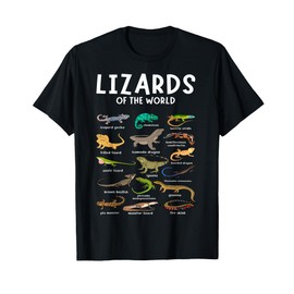 Types of Lizards of the World Reptile Herpetology Lizard T-Shirt