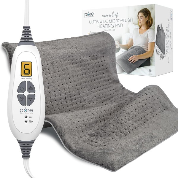 Pure Enrichment PureRelief Ultra-Wide Microplush Heating Pad - 20” x