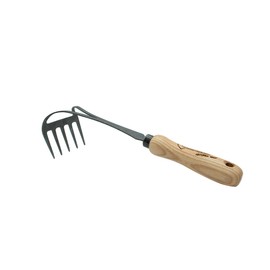 4betterdays.com NATURlich leben! Hand Rake with 5 Prongs with Ash Wood Handle - Handle Length: 14 cm, Weight: 200 g - Hand Forged in Germany