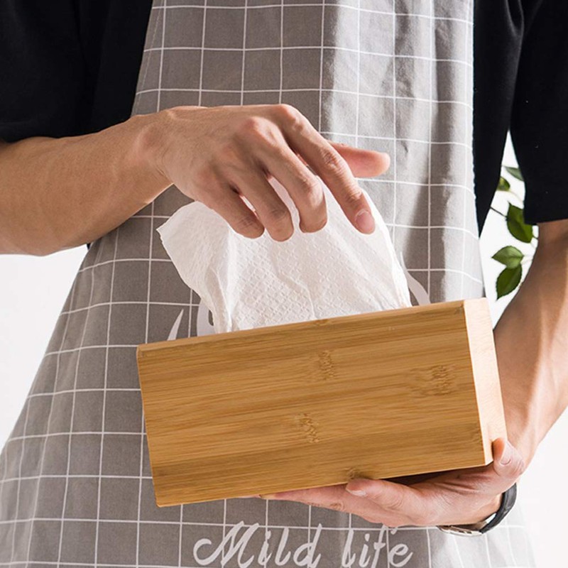 FOROREH Tissue Dispenser Cosmetic Tissue Box Bamboo Tissue Dispenser Tissue