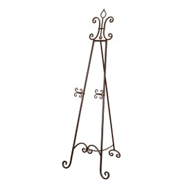 Deco 79 Metal Scroll Extra Large Free Standing Adjustable Display Stand Easel with Chain Support, 23" x 1" x 66", Black