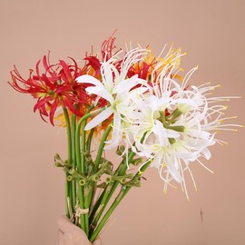 siawadeky Artificial Flowers, Set of 4, Artificial Flowers, Strait Flowers, Red and White, Garlic Bouquet, Non-Withering Flowers, Artificial Ornaments, Home Decoration, Figurine, Photography, Present,