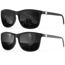 ANYLUV Polarised Sunglasses Men Women Outdoor Sunglasses Unisex Retro Black Glasses UV400 Driving Hiking Golf, A02 Grey/Black+Grey/Grey