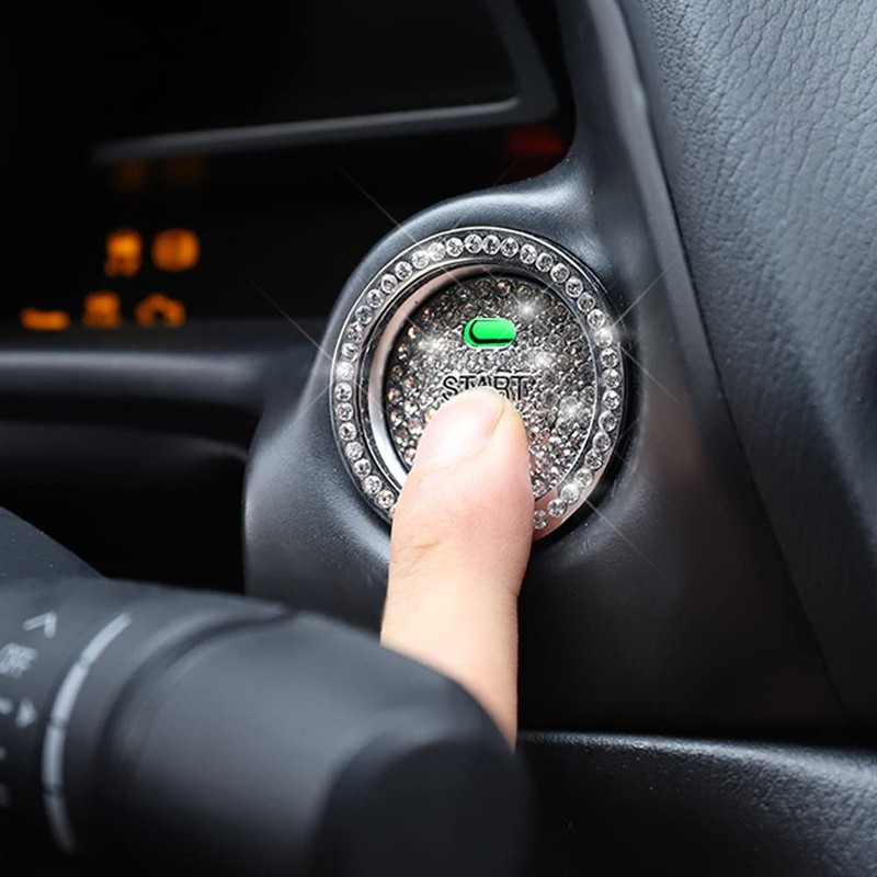 Yandong Car Engine Start Button Ring Universal Rhinestone Button Cover