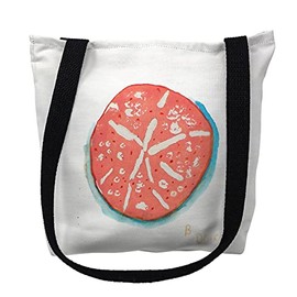 Betsydrake TY092S 13 x 13 in. Coral Sand Dollar Tote Bag - Small