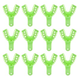 JMU Dental Impression Trays, Bag of 12 Autoclavable Impression Trays, Perforated, Green, 4 Medium Lower