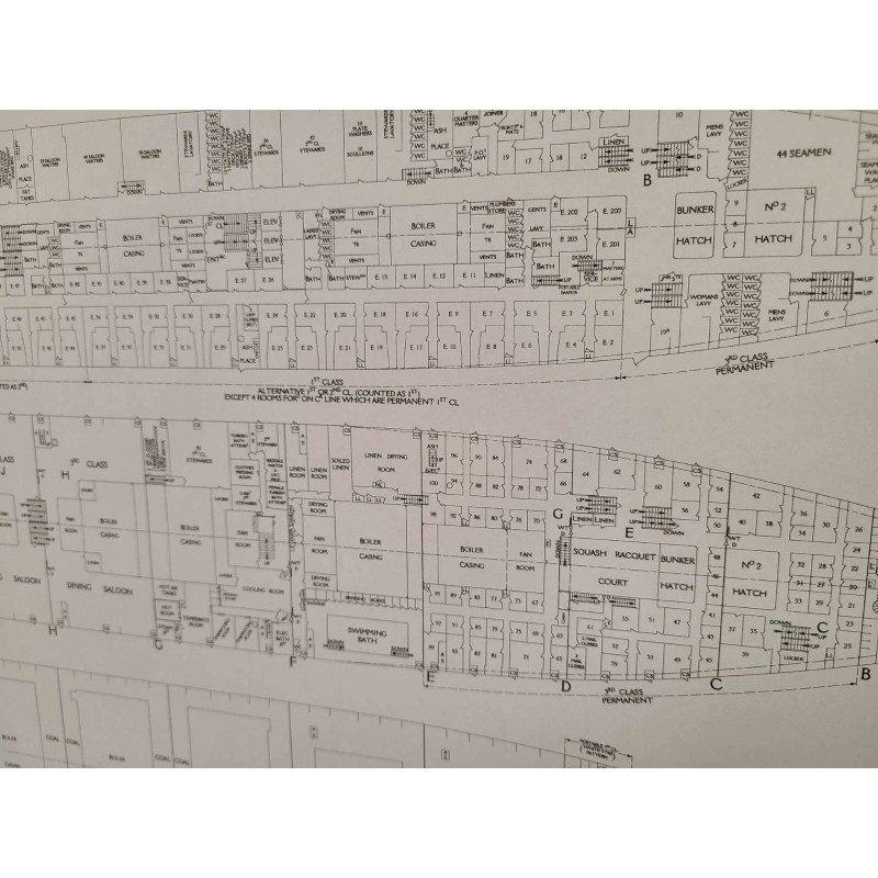 RMS Titanic Deck Plan: Easy-to-Frame, Detailed, & Accurate