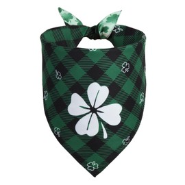QUQULE St. Patrick's Day Dog Bandana Large 1PCS, Green Scarf for Boy and Girl, Durable Triangle Reversible Bibs Handkerchief for Puppy Pet