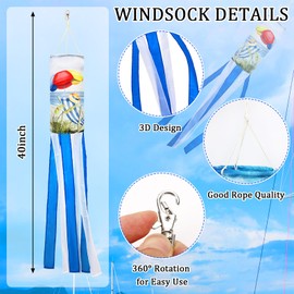 NOVWANG 40 Inch Lighthouse Windsock, Cruise Wind Sock for Vacation Beach Party Decorations Summer Outdoor Hanging Flag for Garden Yard Patio Decor