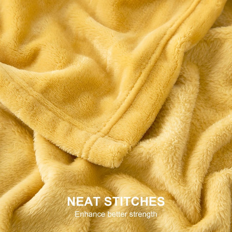 EHEYCIGA Fleece Blanket Mustard Throws for Sofas Fluffy Warm Soft