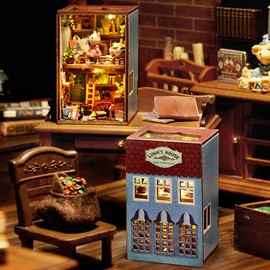 Mini 3D Wooden Doll House Craft Model with LED,DIY Miniature and Furniture Dollhouse Kit,Creative Room Idea for Valentine's Day Birthday Gift (Luna's Apartment)