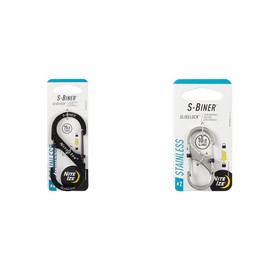 Nite Ize LSB4-11-R3 S-Biner Slide Lock Carabiner, Black, #4 & LSB2-11-R3 S-Biner SlideLock Dual Locking Carabiner, Size #2, Stainless