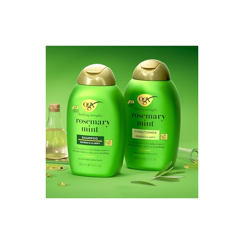 OGX® Shampoo Refreshing Scalp + Rosemary Mint, limpieza profunda, 385ml